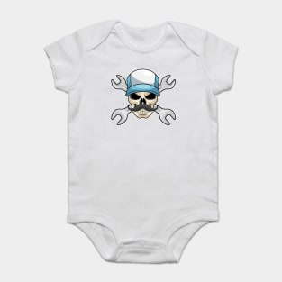 Skull with Mustache & Wrench Baby Bodysuit